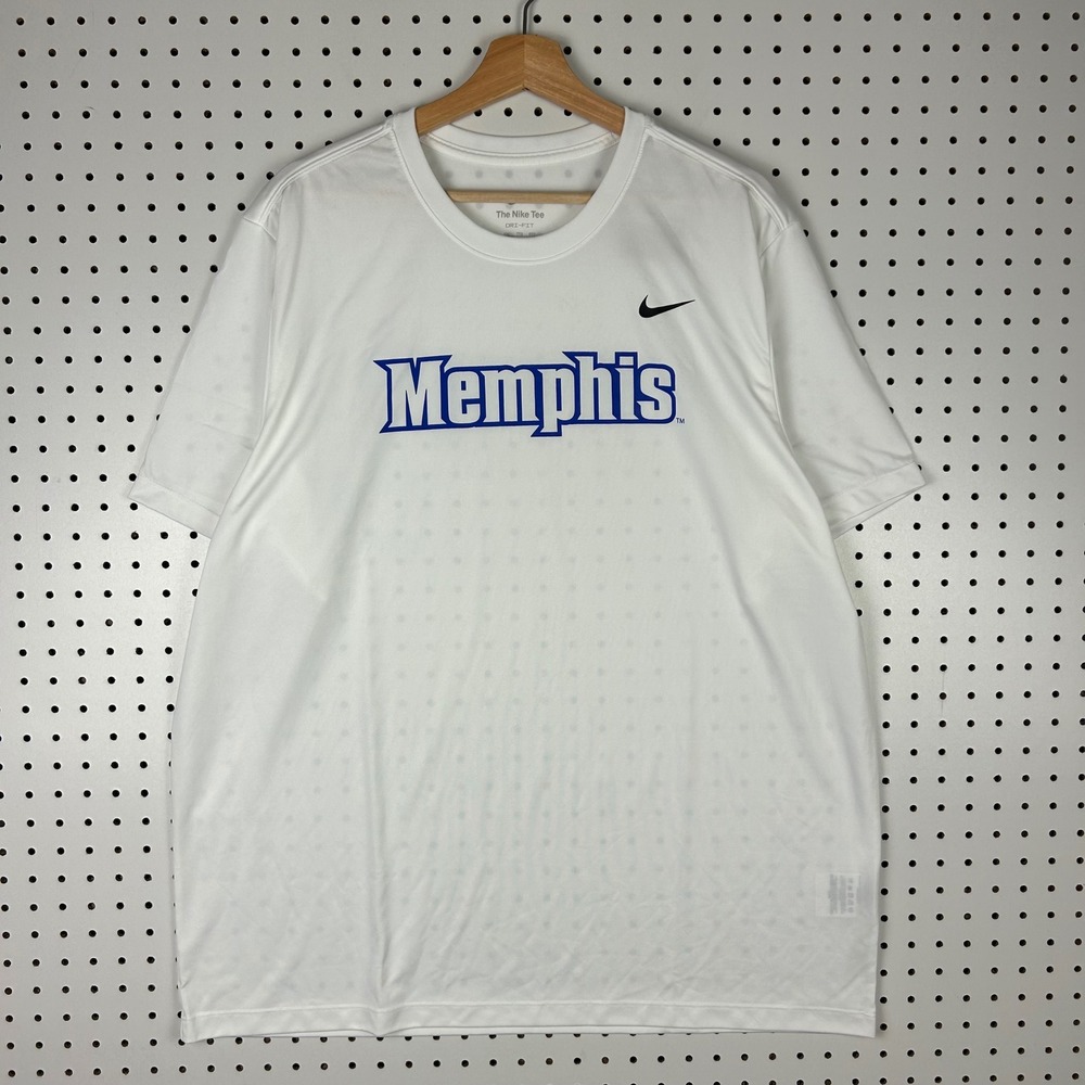 Nike Memphis Tigers Dri-FIT The Nike Tee White T-Shirt Men XXL Workout NWOT Blue